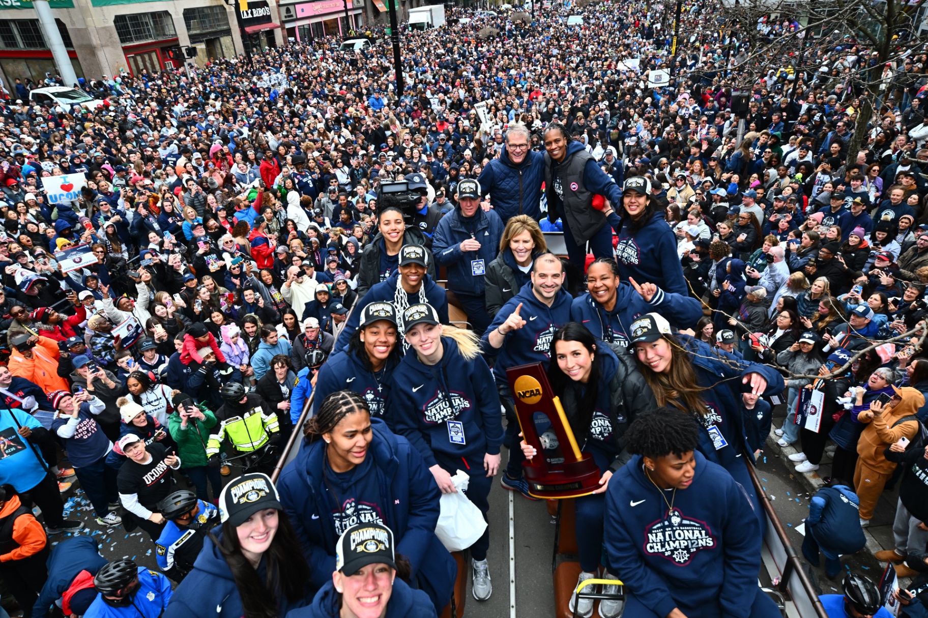 2025 UConn championship parade through downtown Hartford