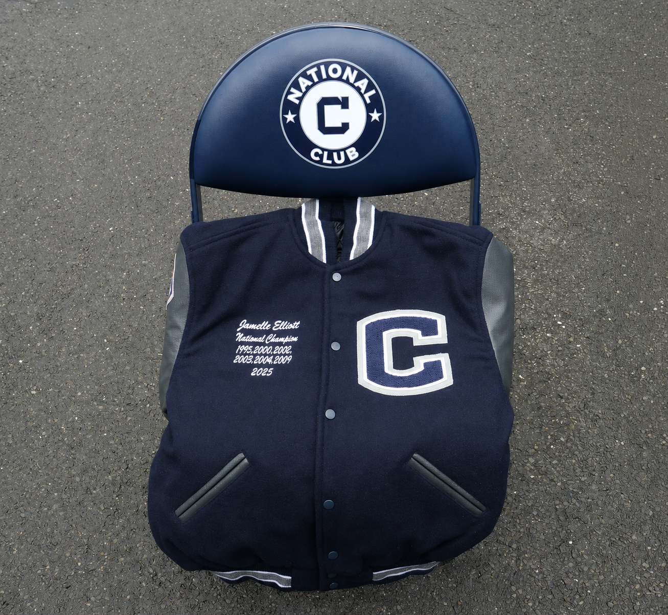 National C-Club commemorative letterman vest with championship years
