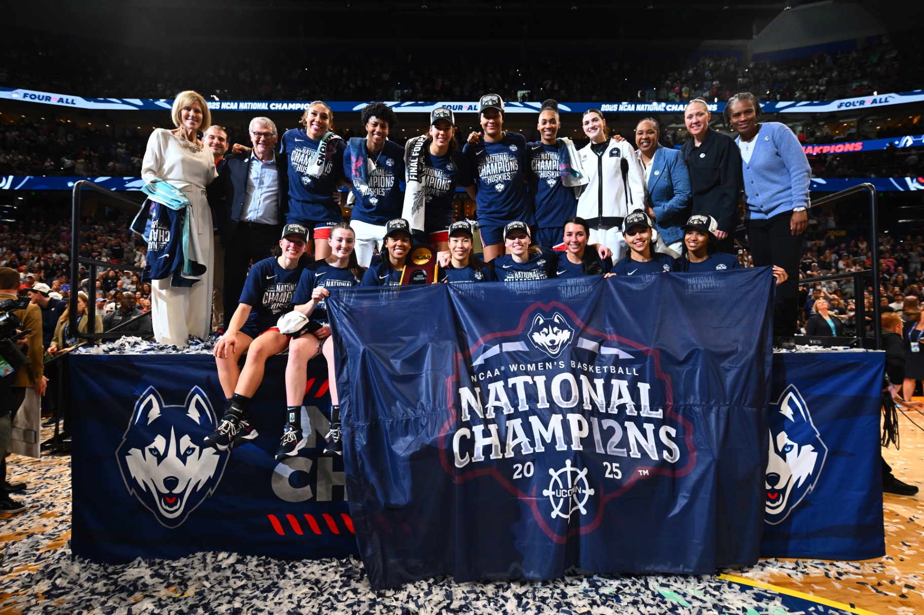 UConn Women's Basketball celebrating the 2025 NCAA National Championship