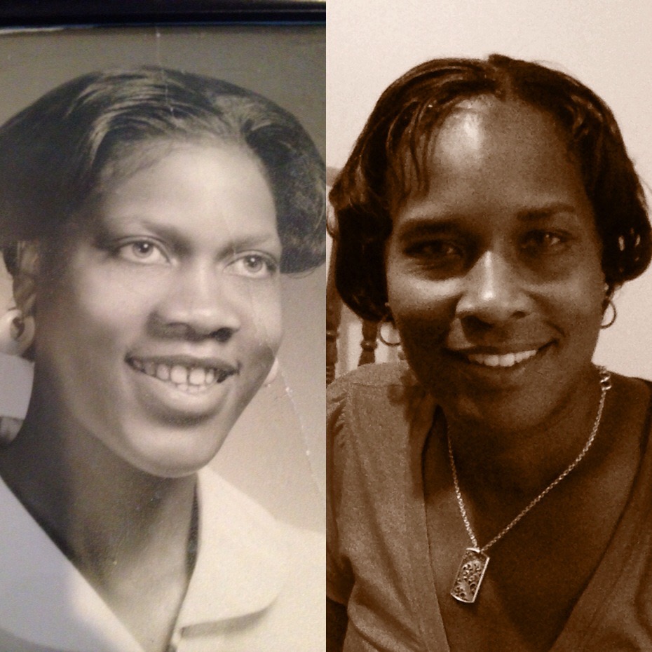 My mother and me — sepia portrait